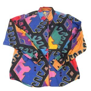 Vintage Cricket by the Creek Shirt Women’s L Guatemala Bright Aztec Tribal 1990s
